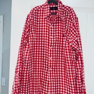 Ralph Lauren Red and White Plaid Men's Shirt